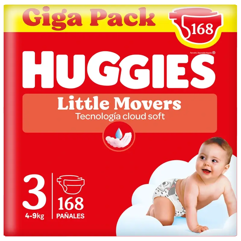 Huggies Little Movers Größe 3 (4-9 kg) Disney Baby Windel , 168 Einheiten