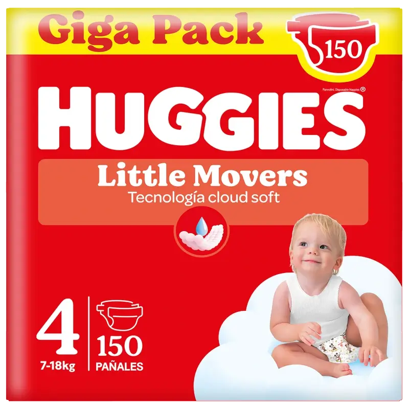 Huggies Little Movers Größe 4 (7-18 kg) Disney Baby Windel, 150 Stk.