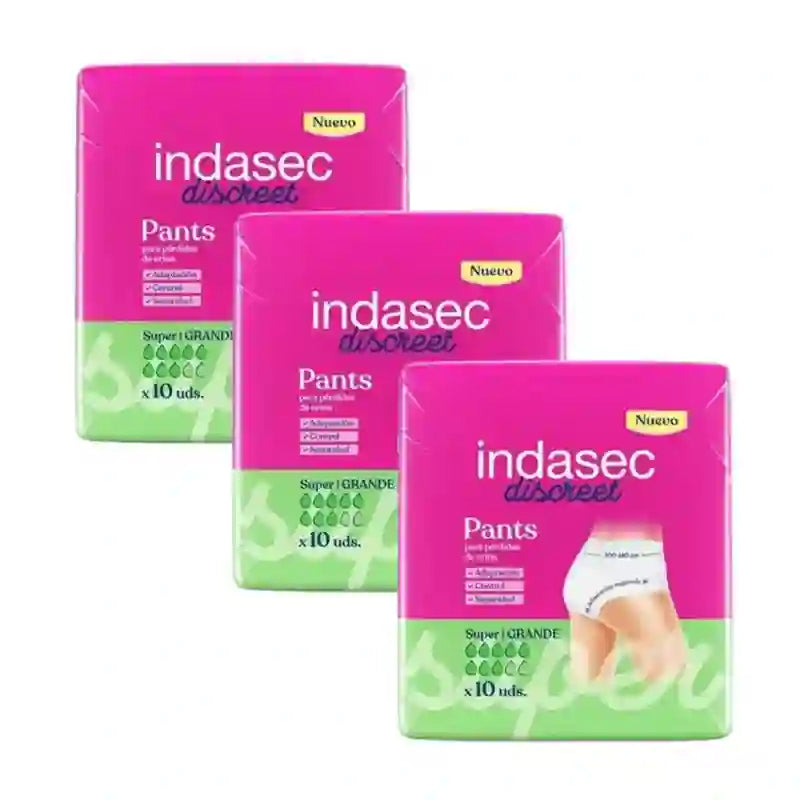 Indasec Discreet Panty Panty Inkontinenz Super Large Größe , 3X10 Einheiten