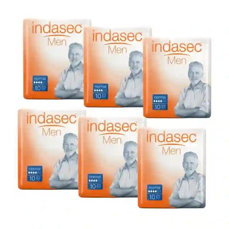 Indasec Men Saugfähige Einlage für Männer Normal , 6X10 Einheiten