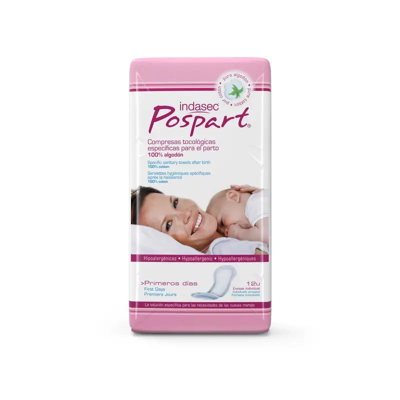 Indasec Pospart Erste Tage Baumwolle Pads , 12 Einheiten