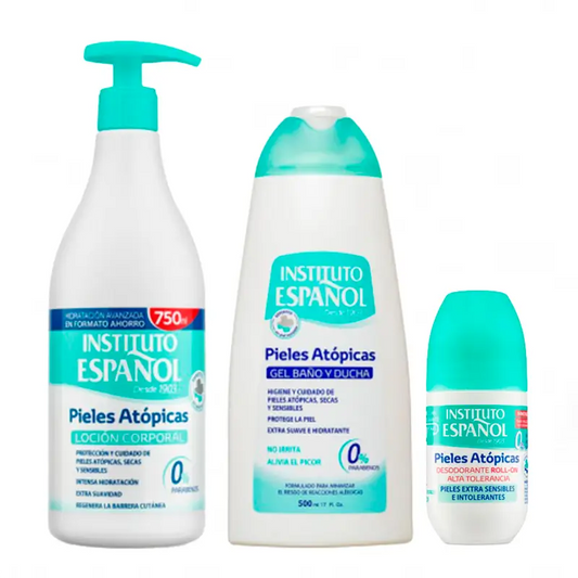 Instituto Español Set Atopische Haut Gel 500ml + Atopische Haut Lotion 750 ml + Deodorant Roll On 75ml