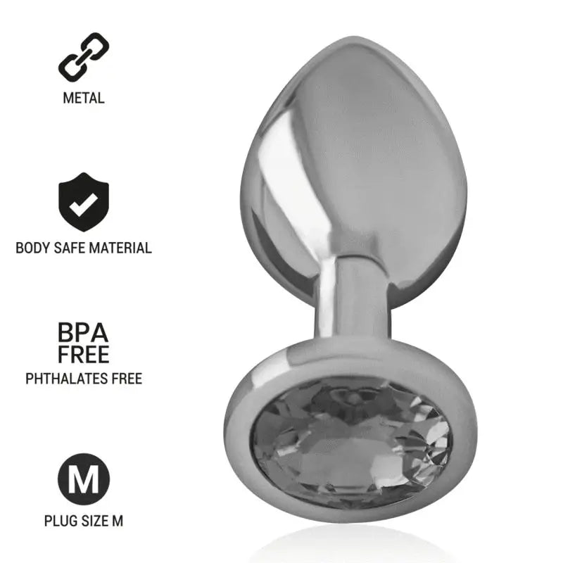 Intense Anal Plug Metal Aluminium With Crystal Black Size M
