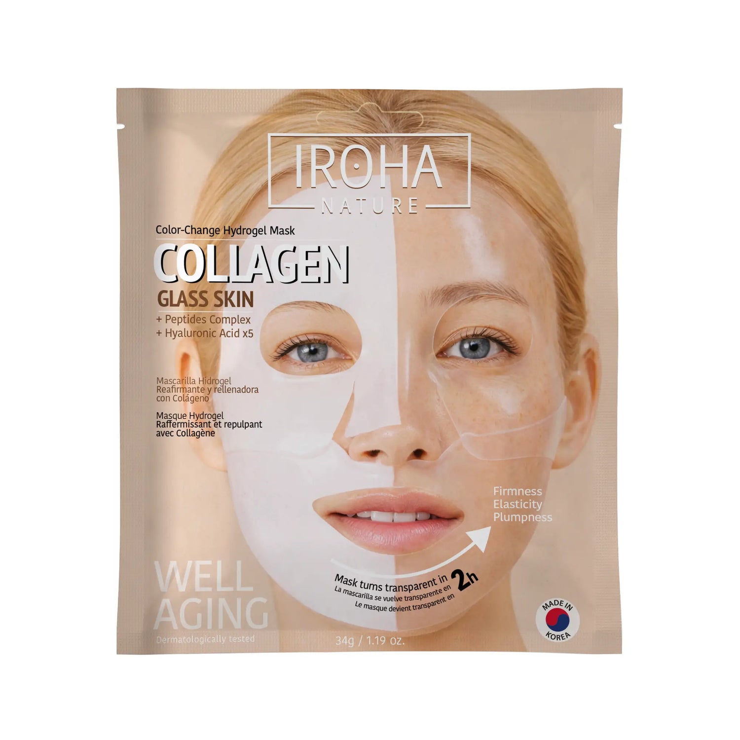 Iroha Nature Iroha Nature Glashaut Hydrogel Maske mit Kollagen, 2 g