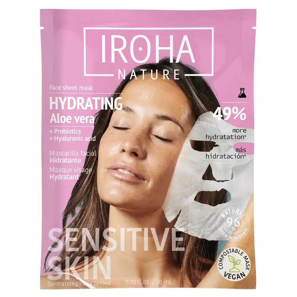 Iroha Nature Feuchtigkeitsspendende Gesichtstuchmaske - Aloe Vera , 20 ml