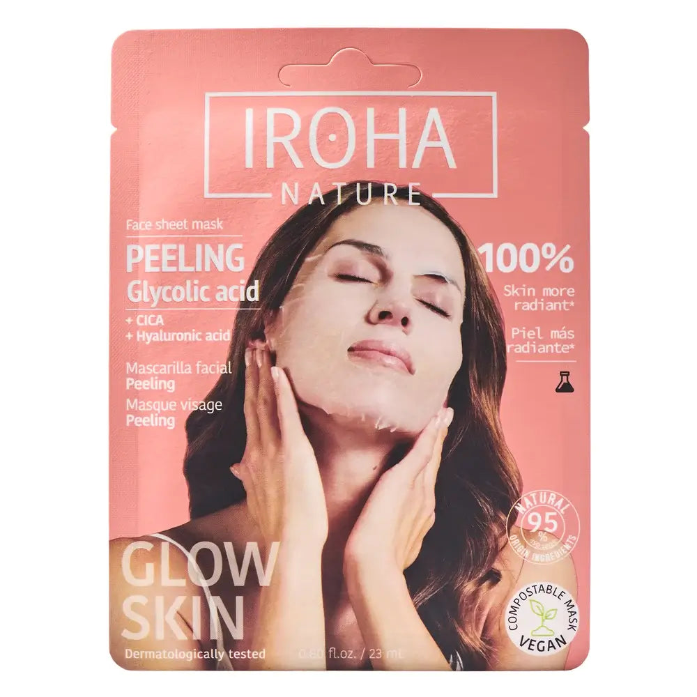 Iroha Nature Gesichtspeeling-Tuchmaske - Glykolsäure , 23 ml