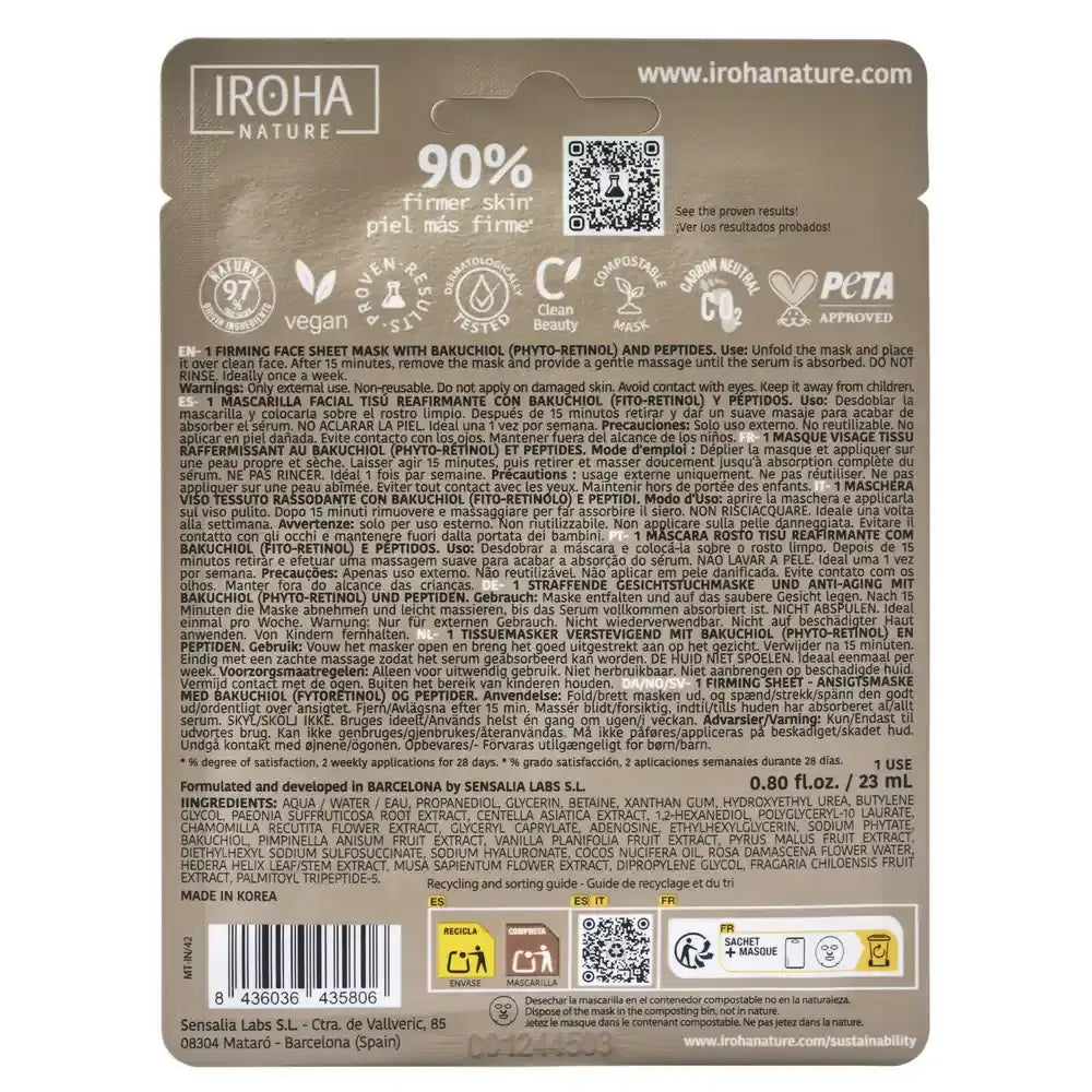 Iroha Nature Straffende Gesichtstuchmaske - Phyto Retinol , 23 ml