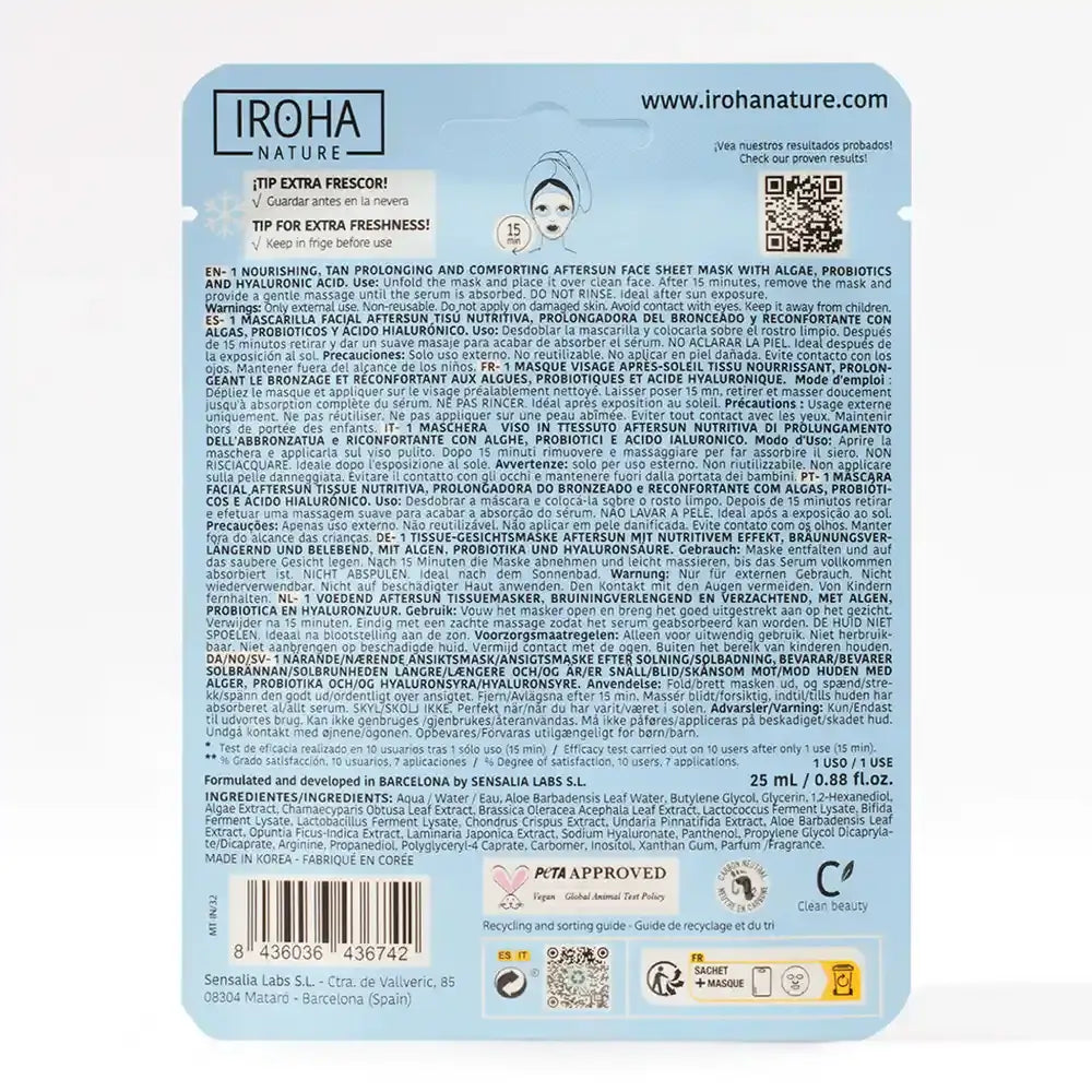 Iroha Nature Natürliche Extrakte Aftersun Pflegende Gesichtsmaske, 20 Ml