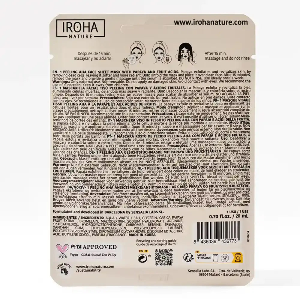 Iroha Nature Natürliche Extrakte Aha Peeling Gesichtsmaske, 20 Ml