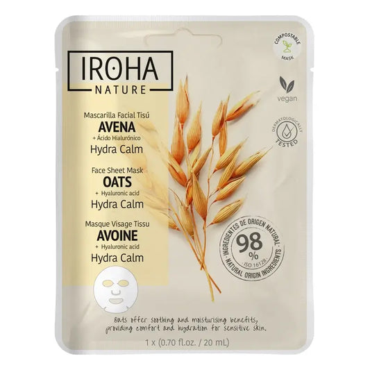 Iroha Nature Natürliche Extrakte Beruhigende Feuchtigkeitsmaske mit Hafermehl , 20 ml