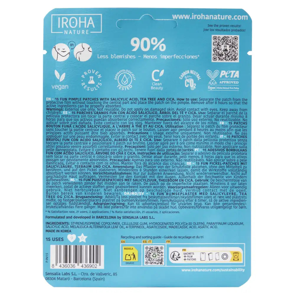 Iroha Nature Fettige Haut Pflaster Granos Fun, 15 Stück
