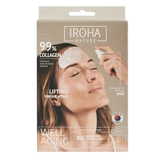 Iroha Nature Stirnpflaster 99% Kollagen (3 Stück + 1 Nebel) , 3 Paar