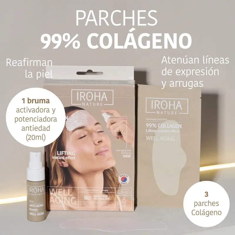 Iroha Nature Stirnpflaster 99% Kollagen (3 Stück + 1 Nebel) , 3 Paar