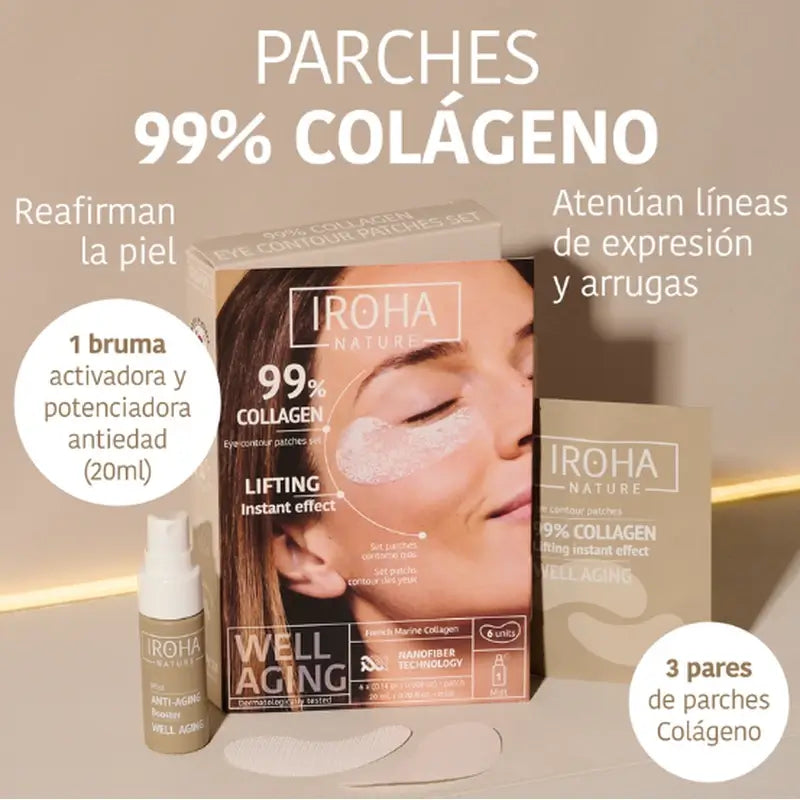 Iroha Nature 99% Kollagen Augenpflaster 6 Einheiten + Aktivierungsnebel 20 ml