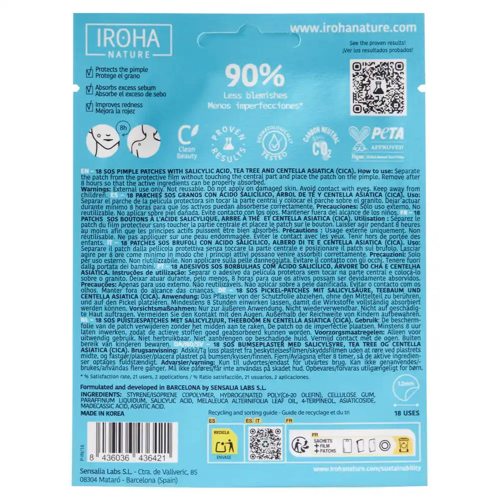Iroha Nature Sos Pickelpflaster - Salicylsäure, 18 Stück.