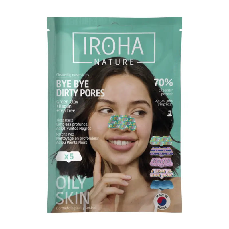 IROHA NATURE Nasenstreifen BYE BYE Dirty Pores – Tiefenreinigung (5 Stück)