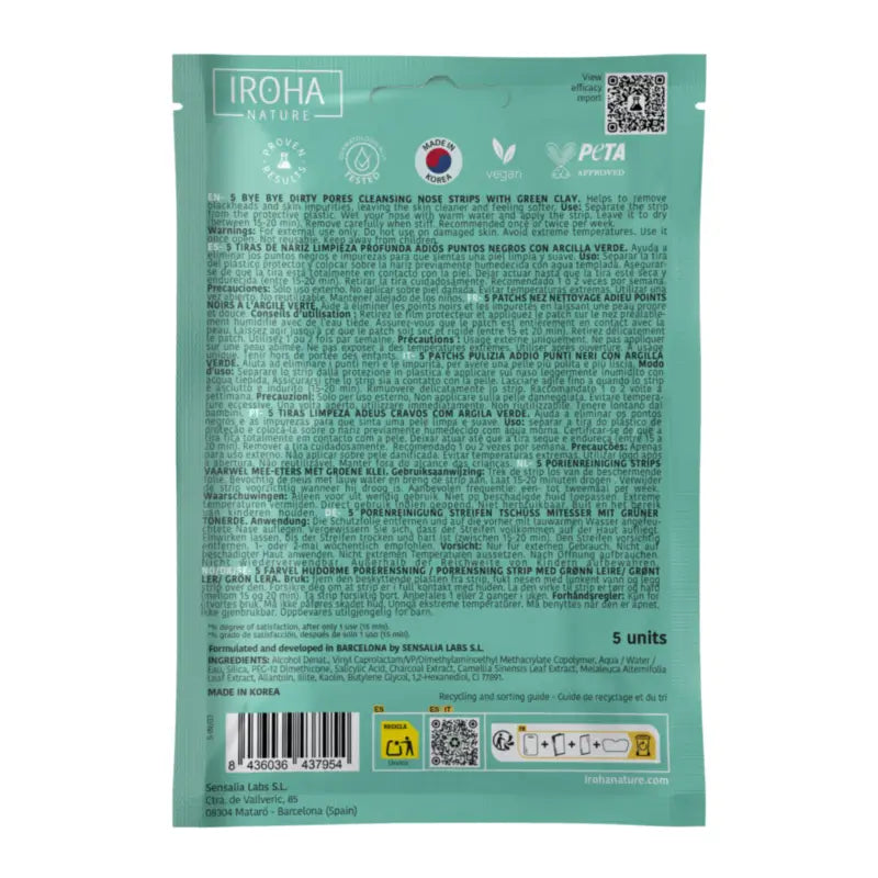 IROHA NATURE Nasenstreifen BYE BYE Dirty Pores – Tiefenreinigung (5 Stück)