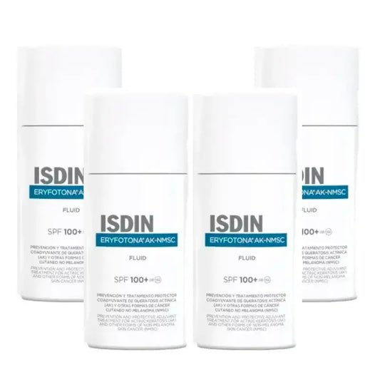 Isdin Eryfotona AK-NMSC Sonnenschutz für Gesicht und Körper LSF 100+, 4 × 50 M Packung