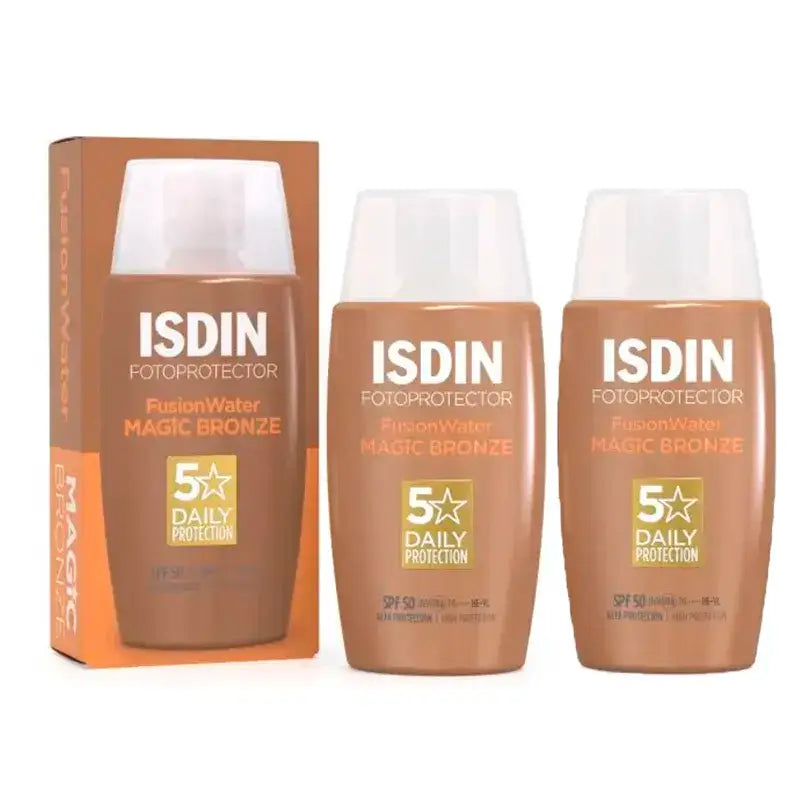 Isdin Fotoprotector Fusion Wasser Farbe dunkel SPF 50 Packung 2 x 50 Ml