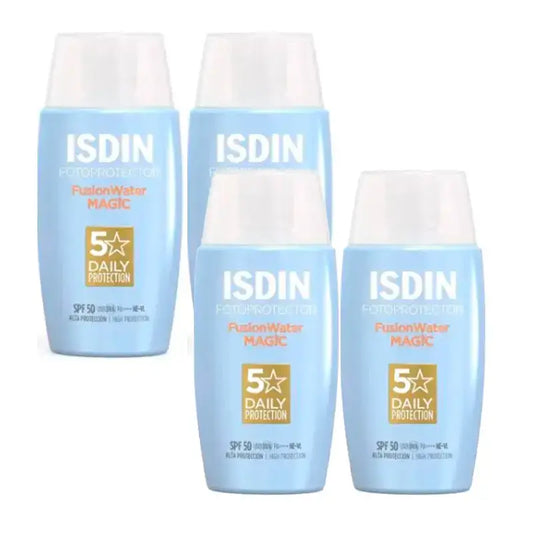 Isdin Fotoprotector Fusion Water Magic Sonnenschutz SPF 50, Packung 4 x 50 ml
