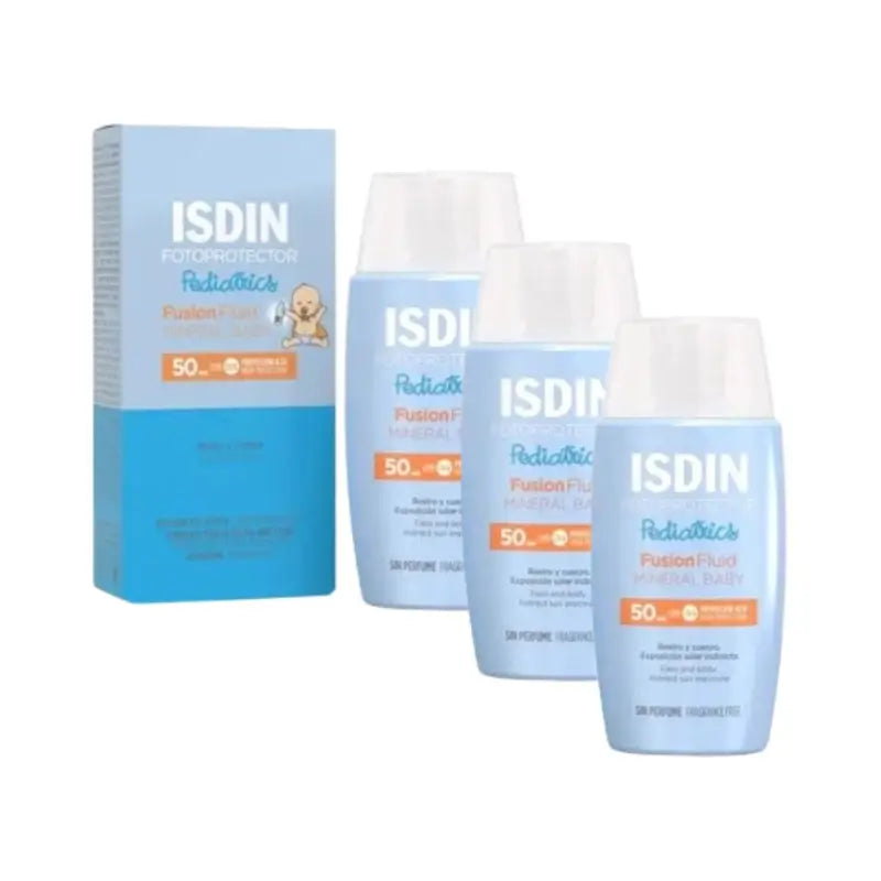 Isdin Fotoprotector Pädiatrie Fusion Fluid Mineral Baby Spf 50, 3X50 Ml