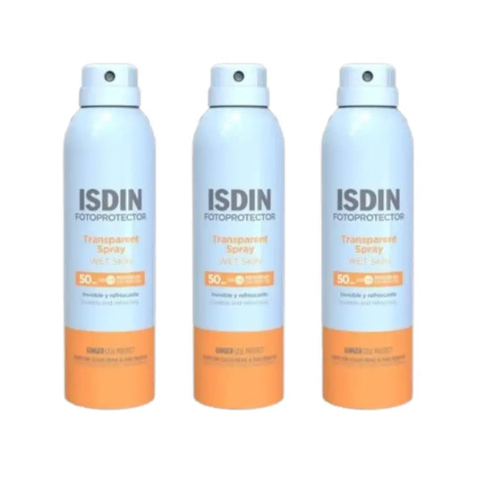 Isdin Transparent Transparentes Spray Nasse Haut Spf50, 3X250 Ml
