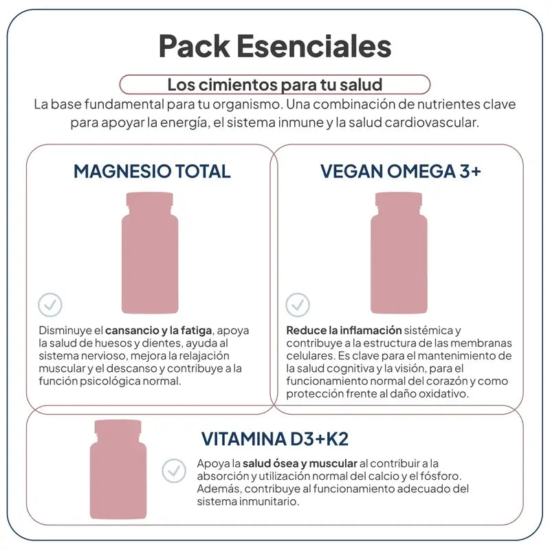 IVB Essentials Pack Magnesium, Vitamin D3+K2 und veganes Omega 3+, 60 Kapseln