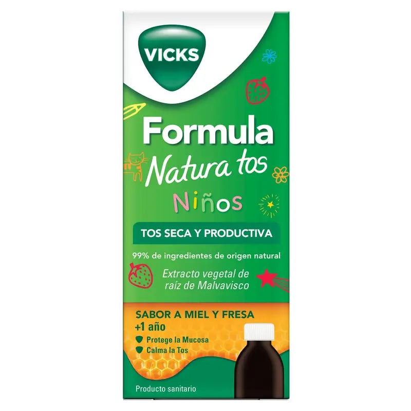 Vicks Formula Natura Hustensirup Kinder Honig-Erdbeer-Geschmack, 140 ml