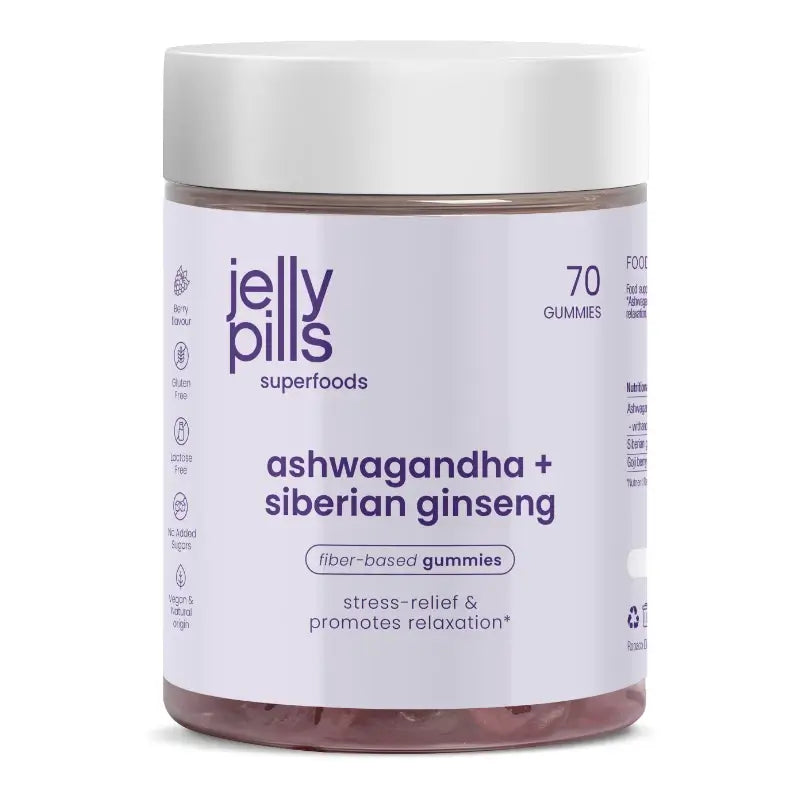 Jelly Pills Ashwagandha + Sibirischer Ginseng mit Himbeergeschmack, 70 Stück