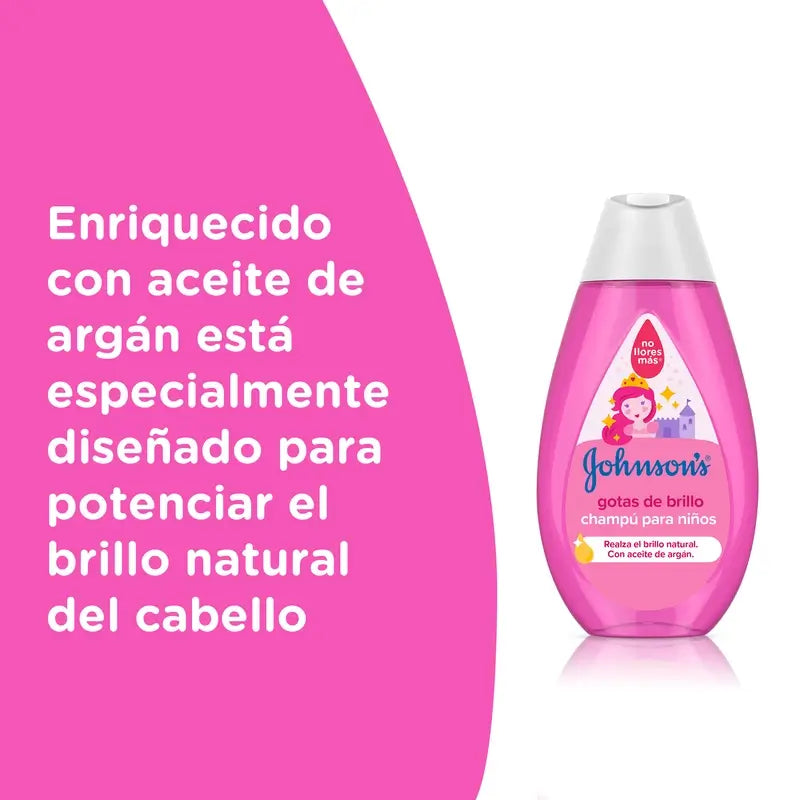 Johnson's Baby Shampoo Glanztropfen für Kinder, mit Arganöl, glänzendes, glattes und seidiges Haar, 500 ml