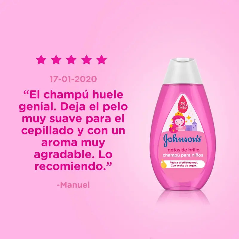 Johnson's Baby Shampoo Glanztropfen für Kinder, mit Arganöl, glänzendes, glattes und seidiges Haar, 500 ml