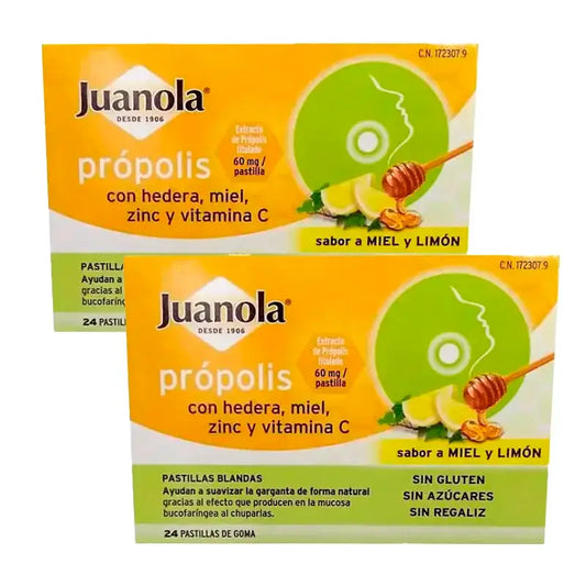 Juanola Propolis Soft Tabs Zitrone & Honig Pack 2 x 24 Einheiten