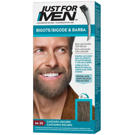 Just For Men Dunkelbrauner Schnurrbart und Bart