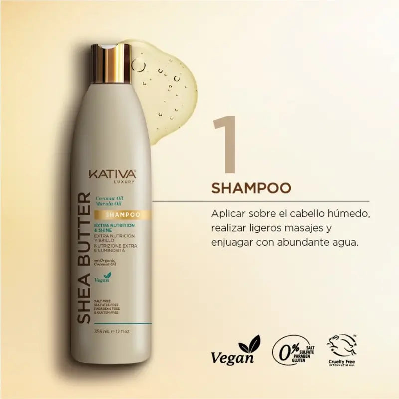Kativa Karite Kokosnuss Marula Shampoo, 355 ml