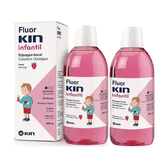 Kin Duplo Fluorkin Infantil Erdbeer-Spülung, 2 x 500 Ml