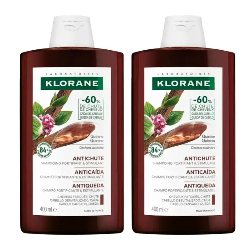 Klorane Duo Pack Chinin Shampoo mit B-Vitaminen, 2X400 ml