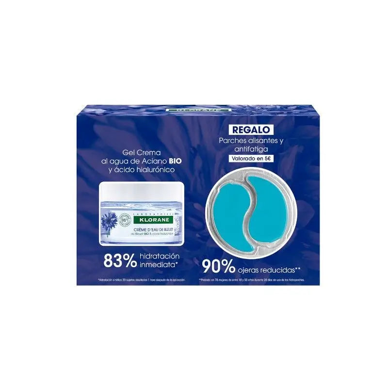 Klorane Bio Kornblumen- und Hyaluronsäure-Wasser-Creme-Gel 50 ml + kostenlose glättende und Anti-Müdigkeits-Kornblumen-Pflaster