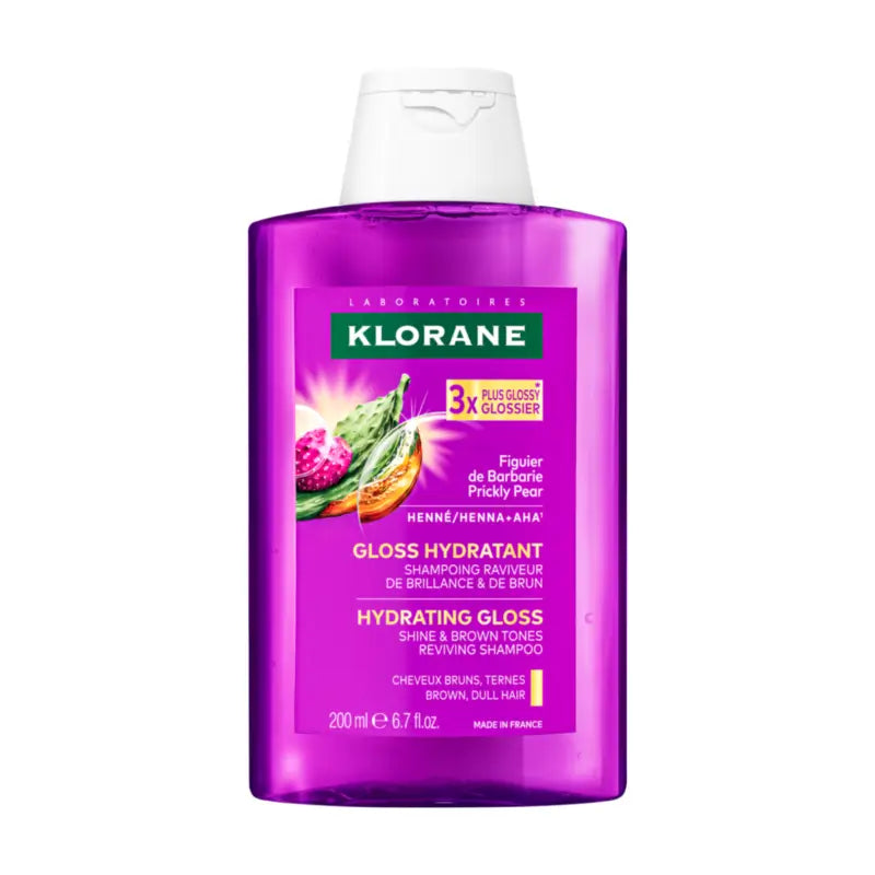 Klorane Gloss Hydratant Shampoo zur Wiederbelebung von Glanz und braunen Farbtönen, 200 ml