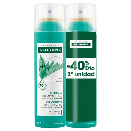 Klorane Brennnessel Trockenshampoo Packung fettiges Haar 2x150ml 40% OFF