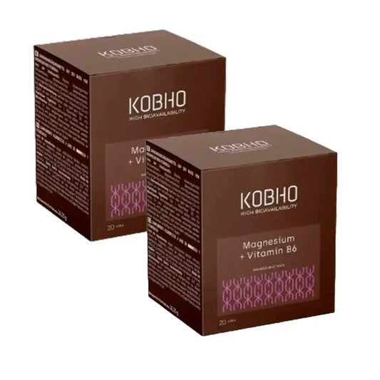 Kobho Labs Duplo Magnesium Supplement + Vitamin B6, 2 x 20 Fläschchen