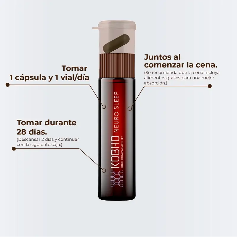 Kobho Labs Neuro Sleep , 28 Fläschchen und Kapseln