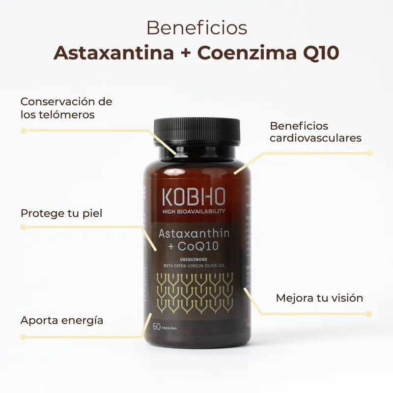 Kobho Labs Ergänzung Astaxanthin + Coenzym Q10, 60 Kapseln