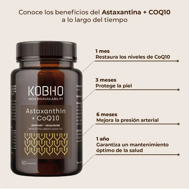 Kobho Labs Ergänzung Astaxanthin + Coenzym Q10, 60 Kapseln