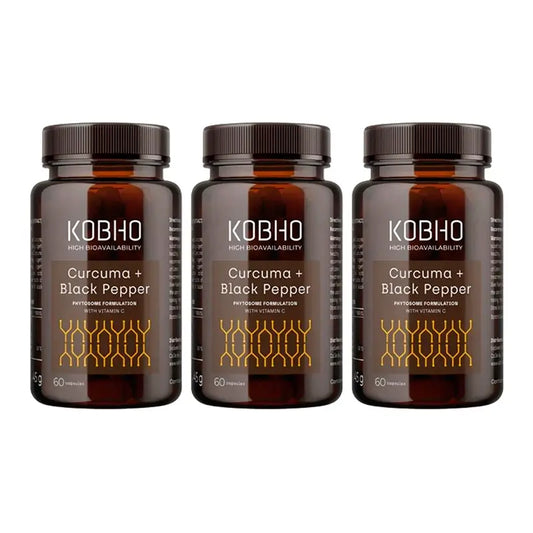 Kobho Labs Kurkuma + Schwarzer Pfeffer Supplement, 3 x 60 Kapseln
