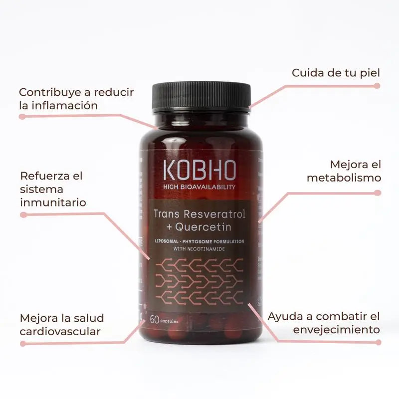 Kobho Labs Trans Resveratrol Ergänzung + Quercetin, 60 Kapseln