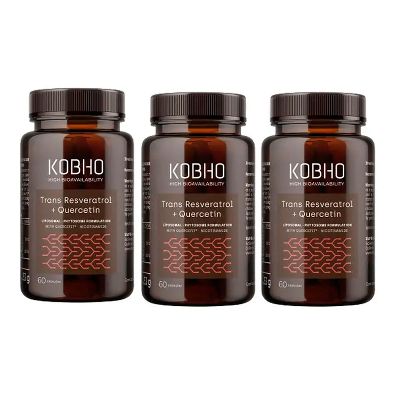 Kobho Labs Triplo Trans Resveratrol + Quercetin Ergänzung, 3 x 60 Kapseln