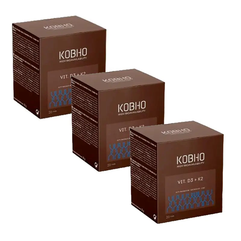 Kobho Labs Triplo Vitamin D3 + K2 Ergänzung, 3 x 20 Fläschchen