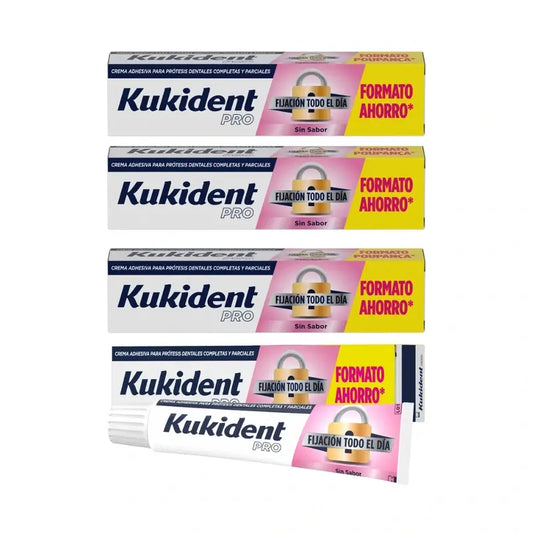 Kukident Quadruple Pro Complete Haftcreme für Zahnersatz, Neutral 4 x 70 Gr