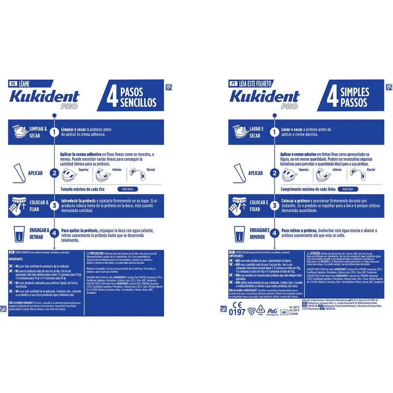 Kukident Quadruple Pro Complete Haftcreme für Zahnersatz, Neutral 4 x 70 Gr