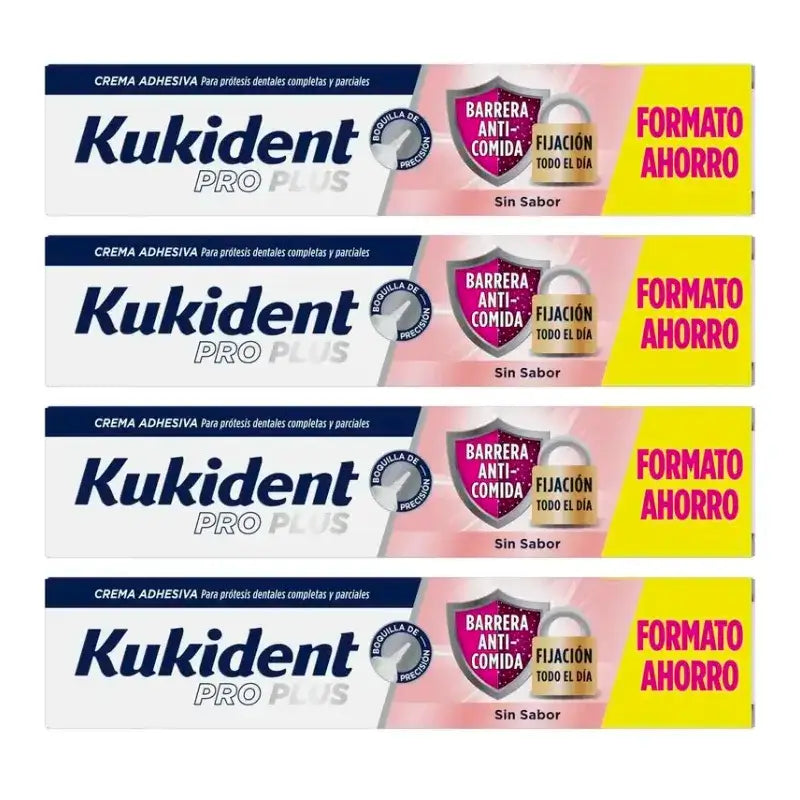 Kukident Quadruple Pro Plus Geschmacksneutrale Anticomida Barriere, 4 x 57 Gr
